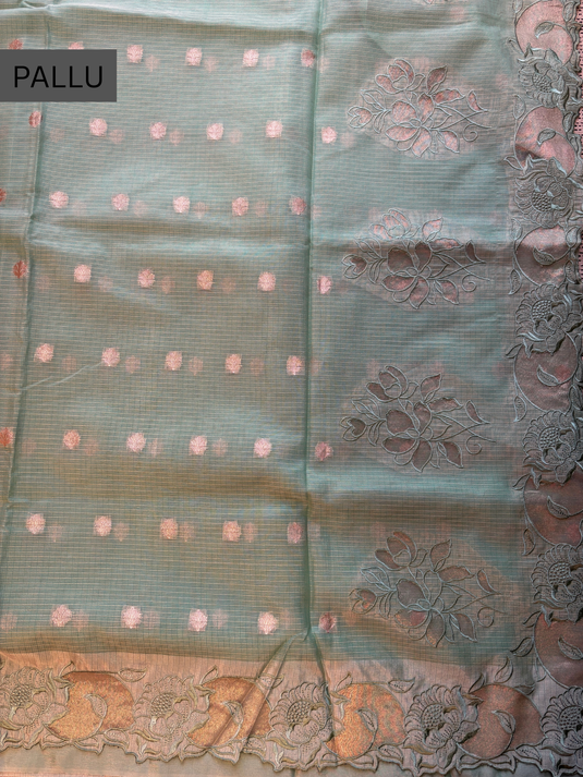 Teal Kota Zari Weaving Saree
