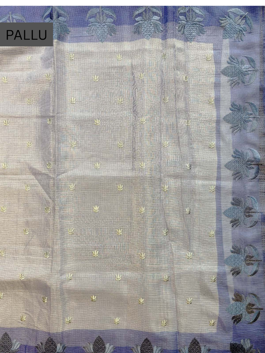 Purple Kota Silk Thread Work Saree