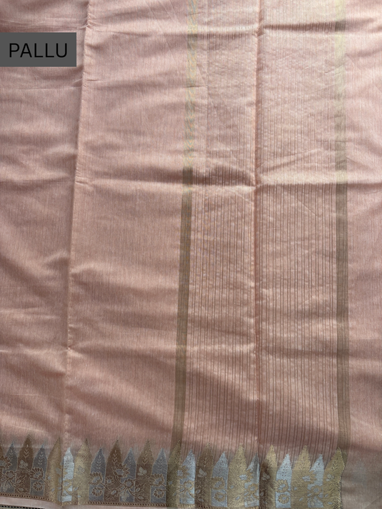 Peach Chanderi Zari Weaving Saree