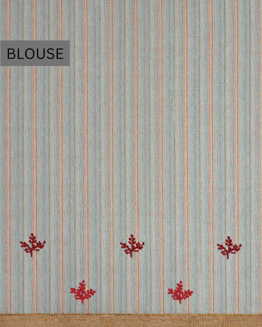 Blue Tussar Printed Saree