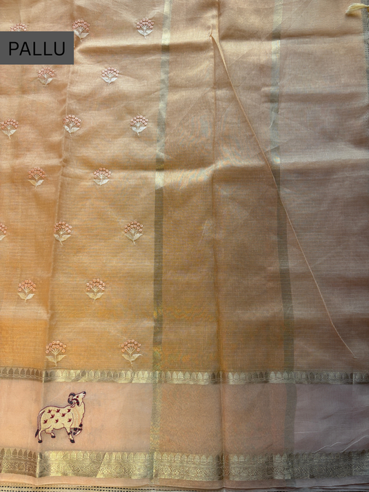 Beige Kota Embroidered Saree