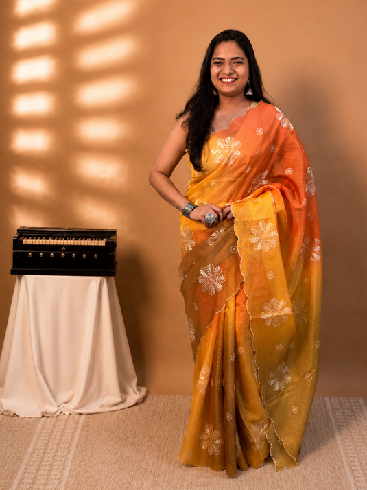 Yellow Kota Silk Ombre Silk