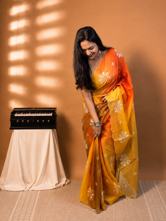 Yellow Kota Silk Ombre Silk