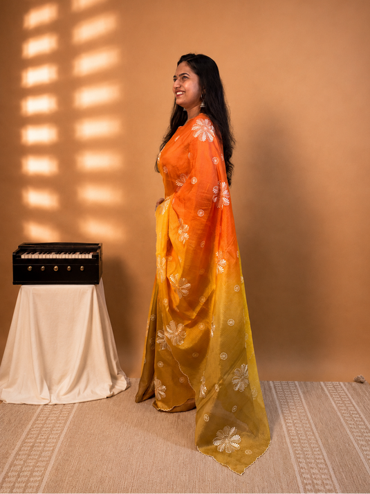 Yellow Kota Silk Ombre Silk