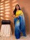 Blue and Yellow Kota Silk Ombre Saree