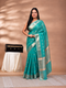 Teal Mul Chanderi Zari Weaving Saree