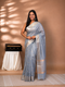 Grey Mul Chanderi Zari Weaving Saree