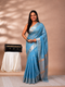 Blue Mul Chanderi Zari Weaving Saree