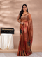 Orange Satin Tissue Embroidered Saree