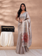 Peach Tussar Printed Saree