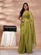 Green Linen Embroidered Saree