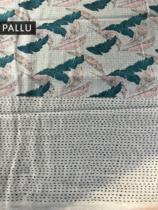 Blue Cotton Printed Saree