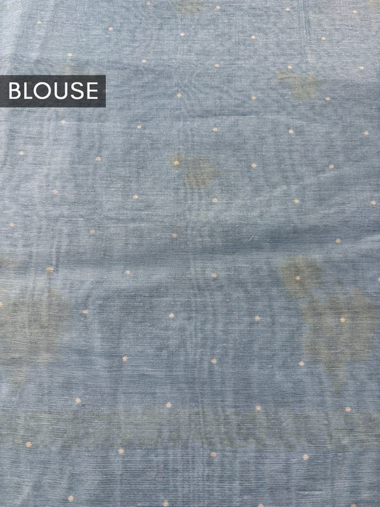 Blue Cotton Printed Saree