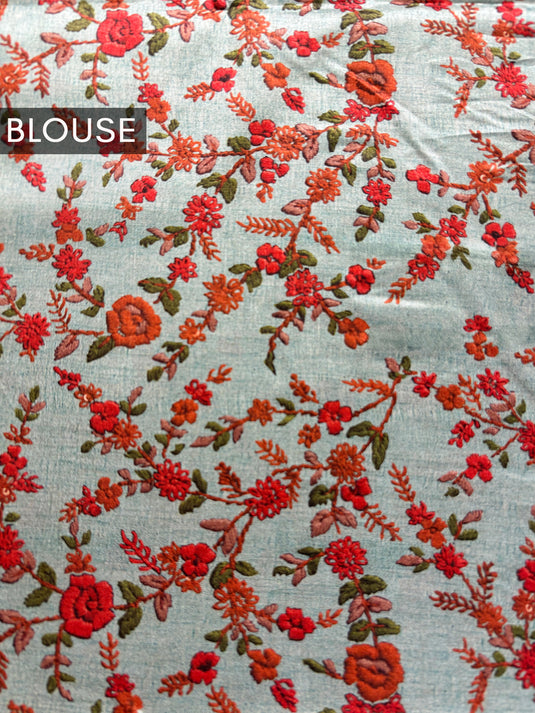 Light Blue Tussar Printed Saree