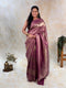 Wine Crepe Silk Brocade Saree