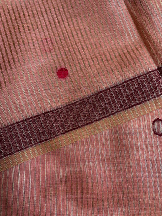 Peach Chanderi Tissue Reasham Weaving Saree