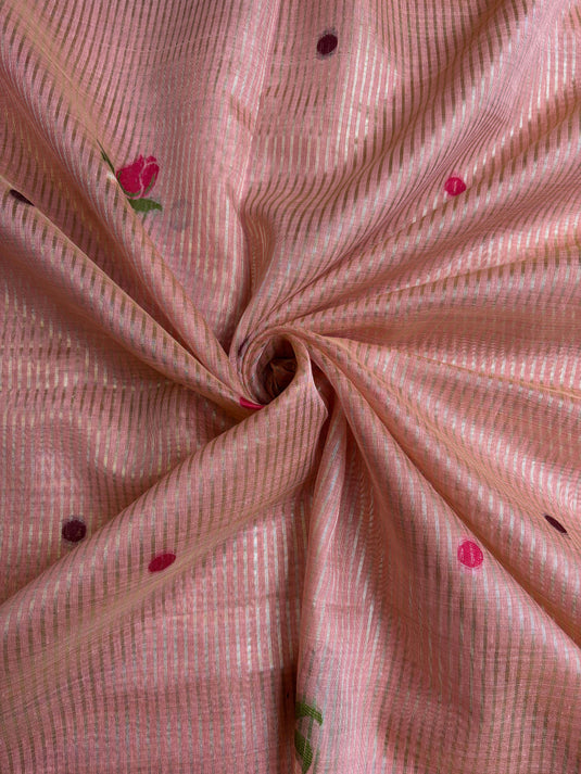 Peach Chanderi Tissue Reasham Weaving Saree