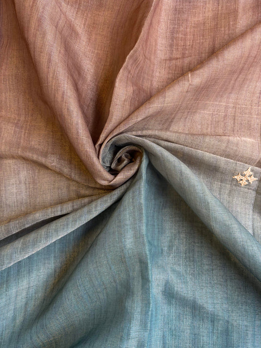 Green Linen Tissue Thread Work Saree