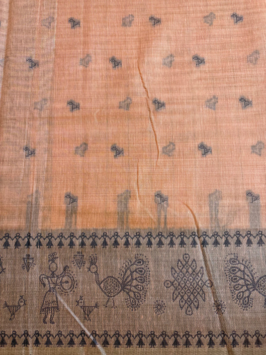 Orange Chanderi Warli Saree