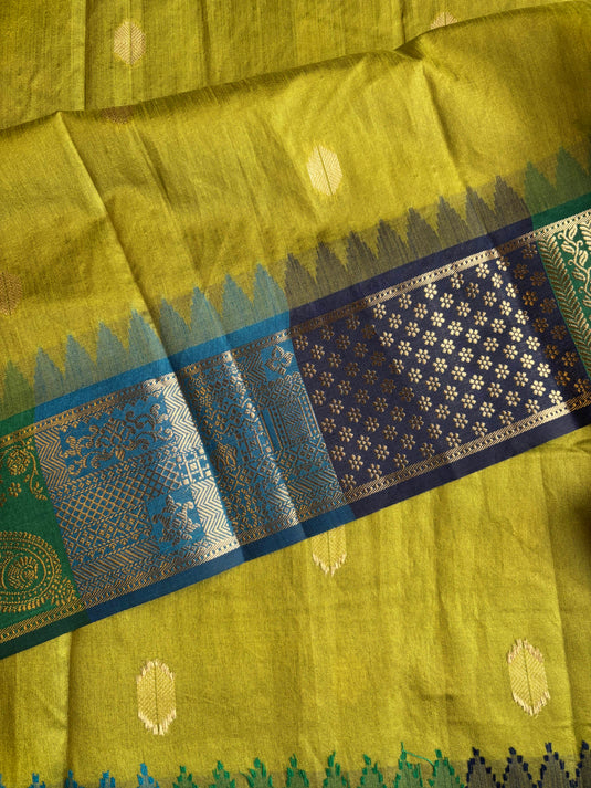 Green Tussar Zari Weaving Saree