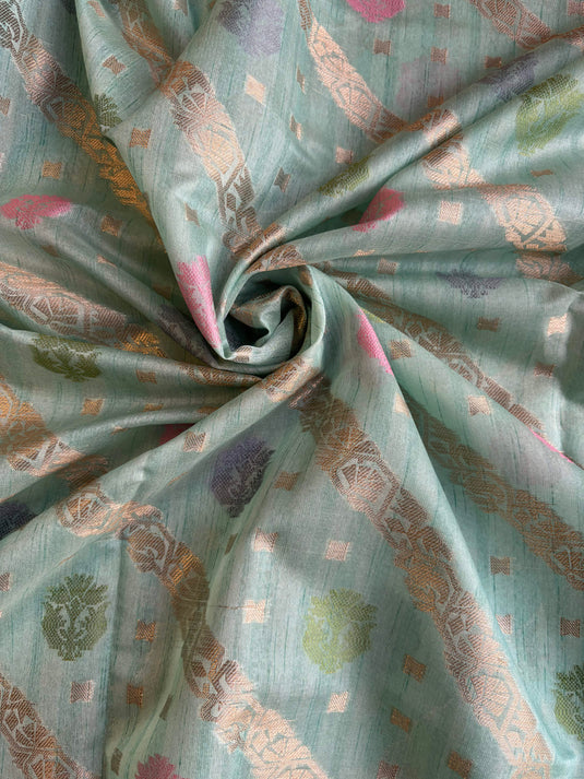Teal Chanderi Zari Weaving Saree
