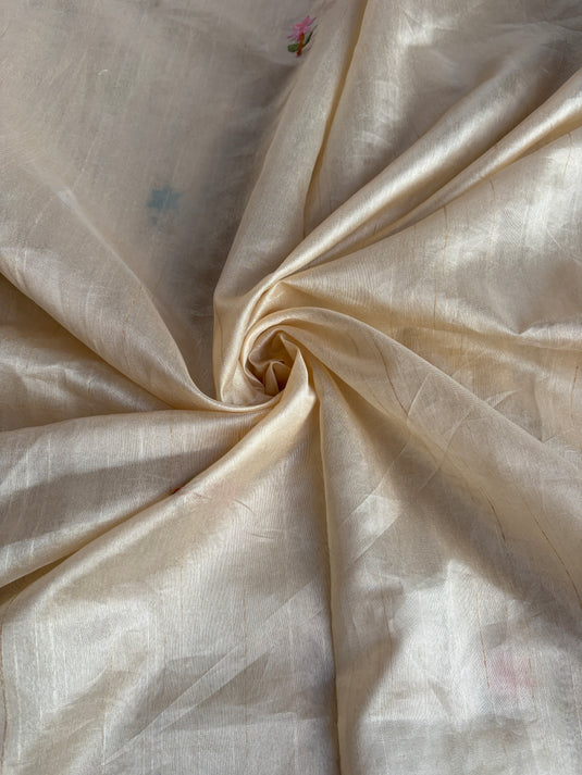 Beige Tussar Embroidered Saree