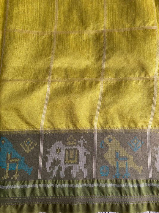 Green Tussar Silk Saree