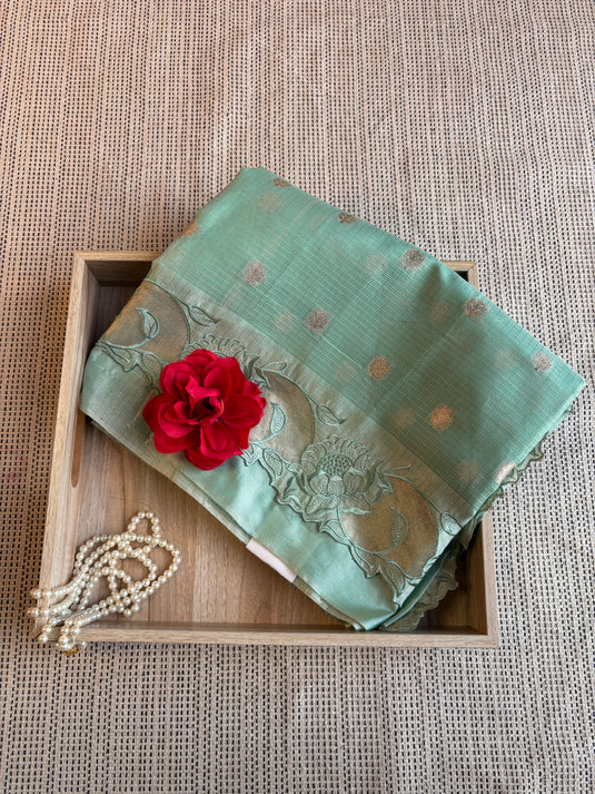 Teal Kota Zari Weaving Saree