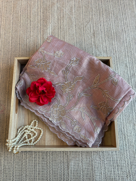 Pink Kota Applique Saree