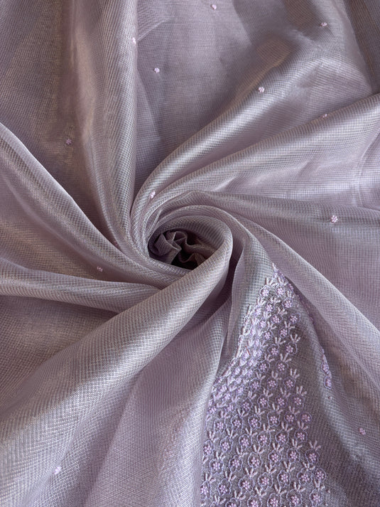 Pink Kota Tissue Embroidered Saree