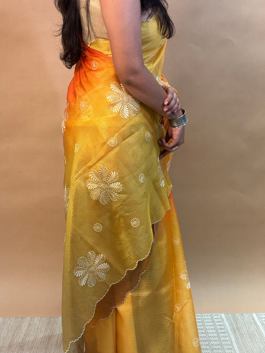 Yellow Kota Silk Ombre Silk