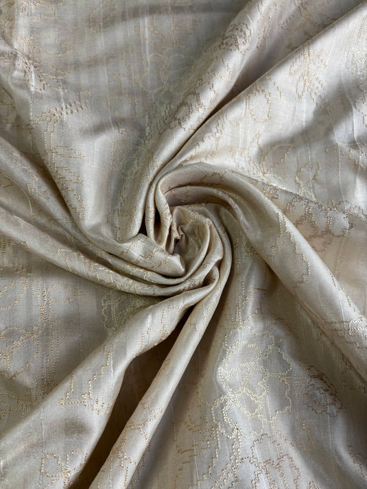 Beige Tussar Embroidered Saree