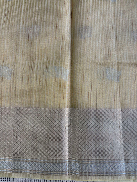 Yellow Linen Cotton Zari Weaving Saree