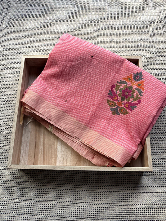 Pink Kota Silk Printed Saree
