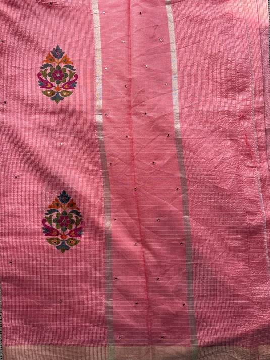 Pink Kota Silk Printed Saree