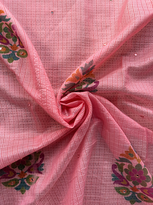 Pink Kota Silk Printed Saree
