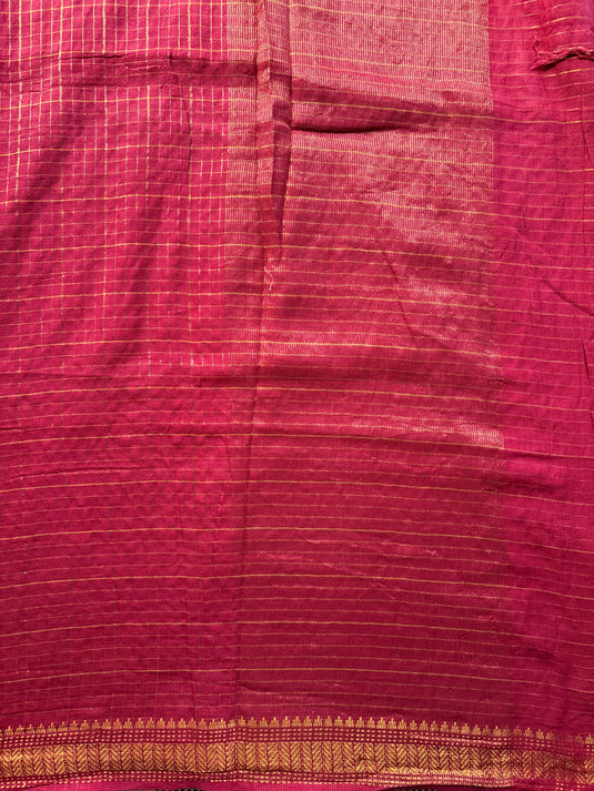 Red Cotton Zari Checks Saree