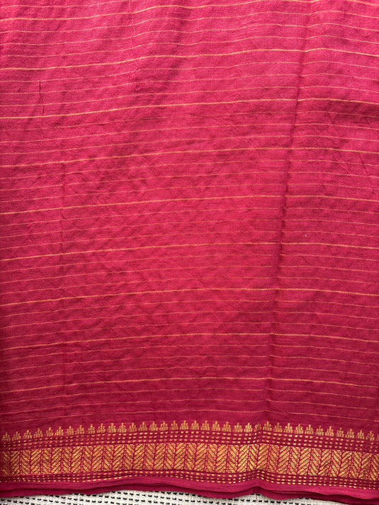 Red Cotton Zari Checks Saree