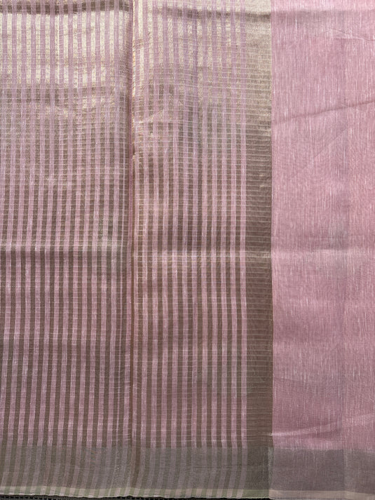 Pink Linen Zari Weaving Saree
