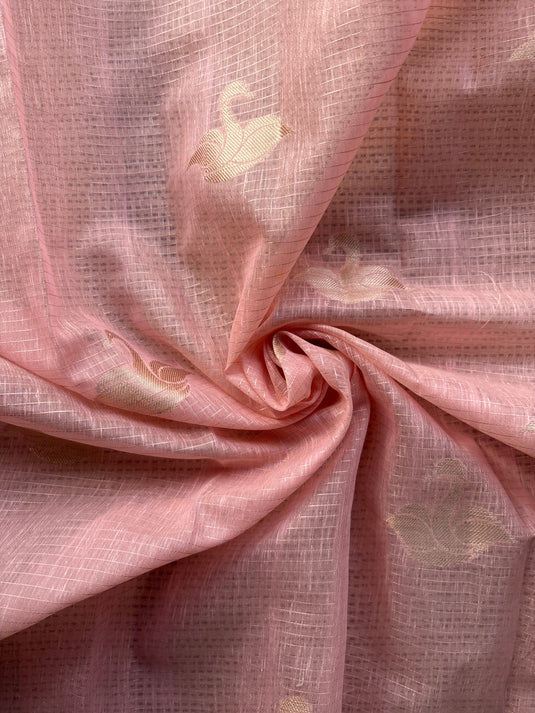Pink Linen Zari Weaving Saree