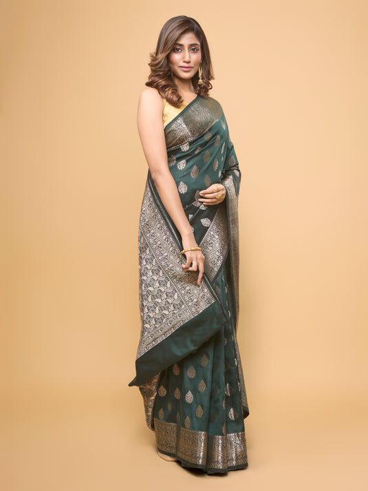 Green Zari Woven Banarasi Silk Saree