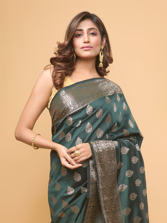 Green Zari Woven Banarasi Silk Saree