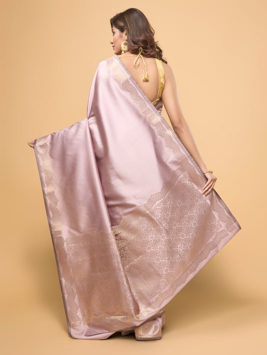 Mauve Zari Woven Banarasi Silk Saree