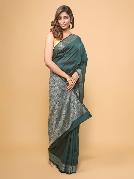 Green Woven Banarasi Silk Saree