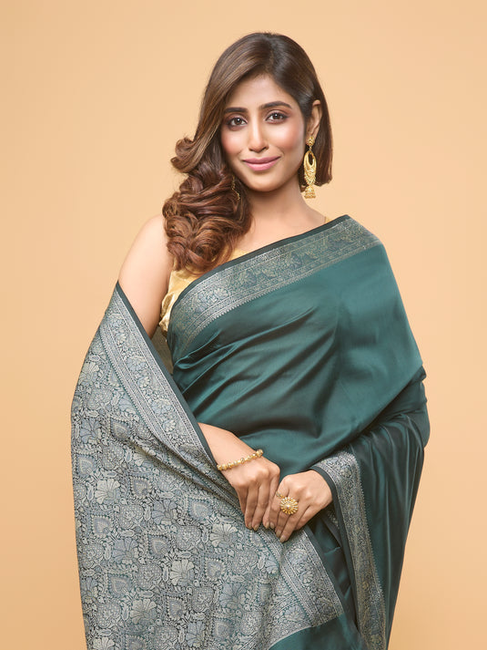 Green Woven Banarasi Silk Saree