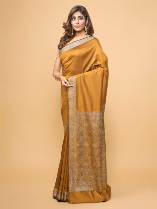 Brown Woven Banarasi Silk Saree