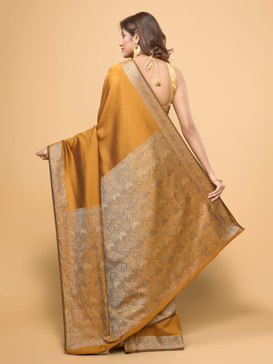 Brown Woven Banarasi Silk Saree