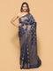 Blue Zari Woven Banarasi Silk Saree