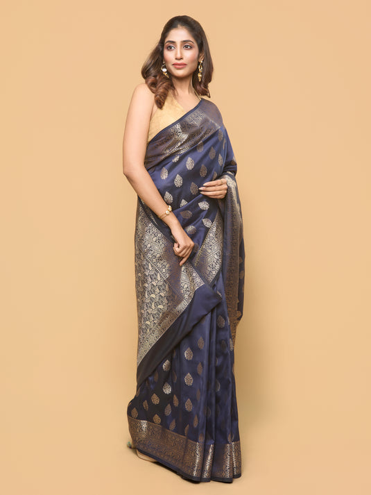 Blue Zari Woven Banarasi Silk Saree