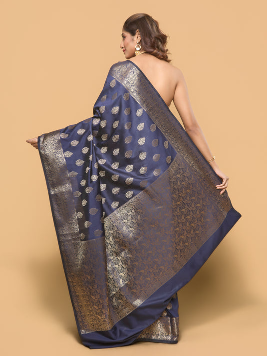 Blue Zari Woven Banarasi Silk Saree